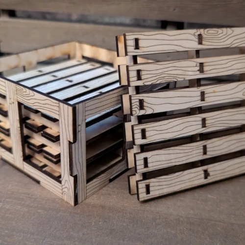 Rustic Mini Pallet Coaster Set with Crate Holder
