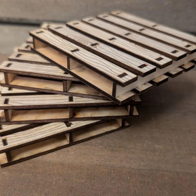 Rustic Mini Pallet Coaster Set with Crate Holder