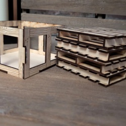 Rustic Mini Pallet Coaster Set with Crate Holder