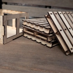 Rustic Mini Pallet Coaster Set with Crate Holder