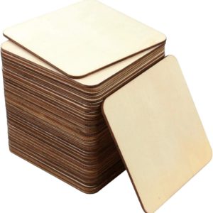 40Pcs Unfinished Laser Engraving Carving Blank Wood Pieces for Painting, Coasters, DIY Arts Craft Project, Staining and Decorations