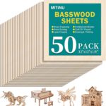 50 Pack Basswood Sheets for Crafts,12″x12″x1/8″ 3mm Thick Plywood Sheets with Smooth Surfaces-Unfinished Squares Wood Boards for Laser Cutting, Wood Burning, Architectural Models, Staining 50 Pack Basswood Sheets for Crafts,12″x12″x1/8″ 3mm Thick Plywood Sheets with Smooth Surfaces-Unfinished Squares Wood Boards for Laser Cutting, Wood Burning, Architectural Models, Staining
