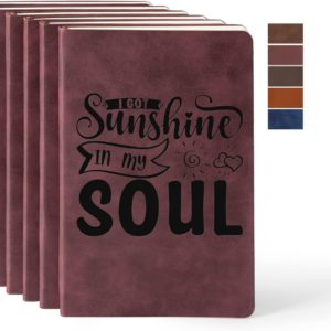 PYD Life 6 Pack Leather Notebooks A5 Journal Lined Blanks 5.8″ x 8.3″ Dark Maroon for Xtool Laser Engraving DIY Crafting,Notebooks for Work School Women Men 200 Pages