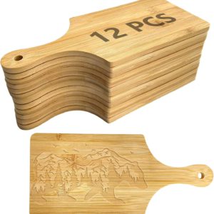 12 PCS 11″ x 5″ Cutting Board Bulk,Mini Charcuterie Boards,Wood Chopping Board Laser Engraving Serving Board with Handle,DIY Christmas Wedding Housewarming Gift Cooking Decor