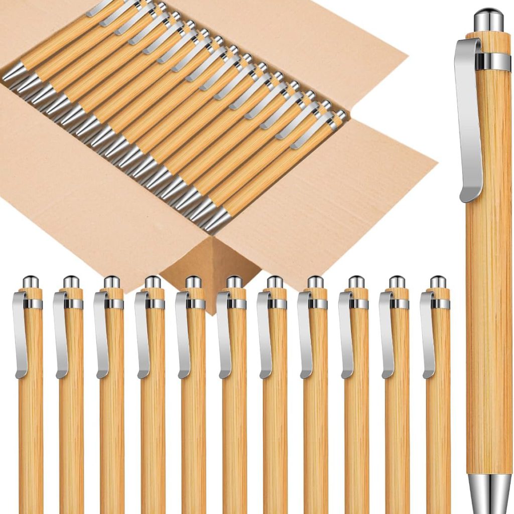 Bamboo Pens Bulk Wooden Bamboo Pens Engraving Wooden Ballpoint Pen Customizable Gift Pen Bulk 50pcs