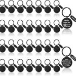Gisafai 30 Pcs Engravable Metal Keychain Blanks Laser Engraving Blanks Key Rings Tags for Crafts Christmas Xmas DIY Gifts(Black)