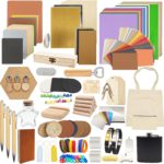 Lamnhin 366PCS Engraving Material Box: DIY Materials to All Laser Engravers with Instructions – 43 Kinds of Laser Engraving Supplies Including Fabric, Metal, Wood, Acrylic, Rubber, PU Leather