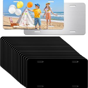 20 Pack Black Aluminum License Plate Blanks – 6×12 Inch Metal Tags for Laser Engraving, Vinyl, UV Printing, Bulk Custom Design Plates – 0.025 Thickness/0.65mm