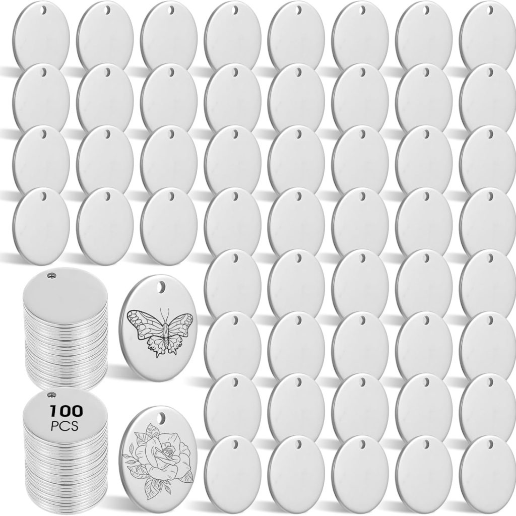 Classicseali 100PCS Blank Coins for Engraving,15mm Stainless Steel Round Coin Blanks,Thick Smooth Edge Coin Blanks for Laser Engraving, for Jewelry Making and Craft Making, Silver