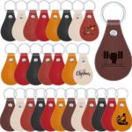 Taiyin 30 Pcs Leather Key Fob Kit for DIY Craft PU Blanks with Rivets and Key Ring for Laser Engraving Keychain (Multi Colors) Taiyin 30 Pcs Leather Key Fob Kit for DIY Craft PU Blanks with Rivets and Key Ring for Laser Engraving Keychain (Multi Colors)