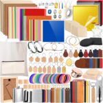 Adrattnay Laser Material Explore Kit, 306PCS Laser Engraving Supplies for Crafting, 46 Kinds Blanks Includes Basswood, Wood, Acrylic, Leather, Metal Necklace Bracelet Rings for Engraver Machine