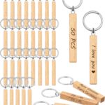 Wavyknot 50 Pcs Blanks Wooden Keychain Bulk Laser Engraving Rectangle Unfinished DIY Key Tag for Crafts Gift Wavyknot 50 Pcs Blanks Wooden Keychain Bulk Laser Engraving Rectangle Unfinished DIY Key Tag for Crafts Gift