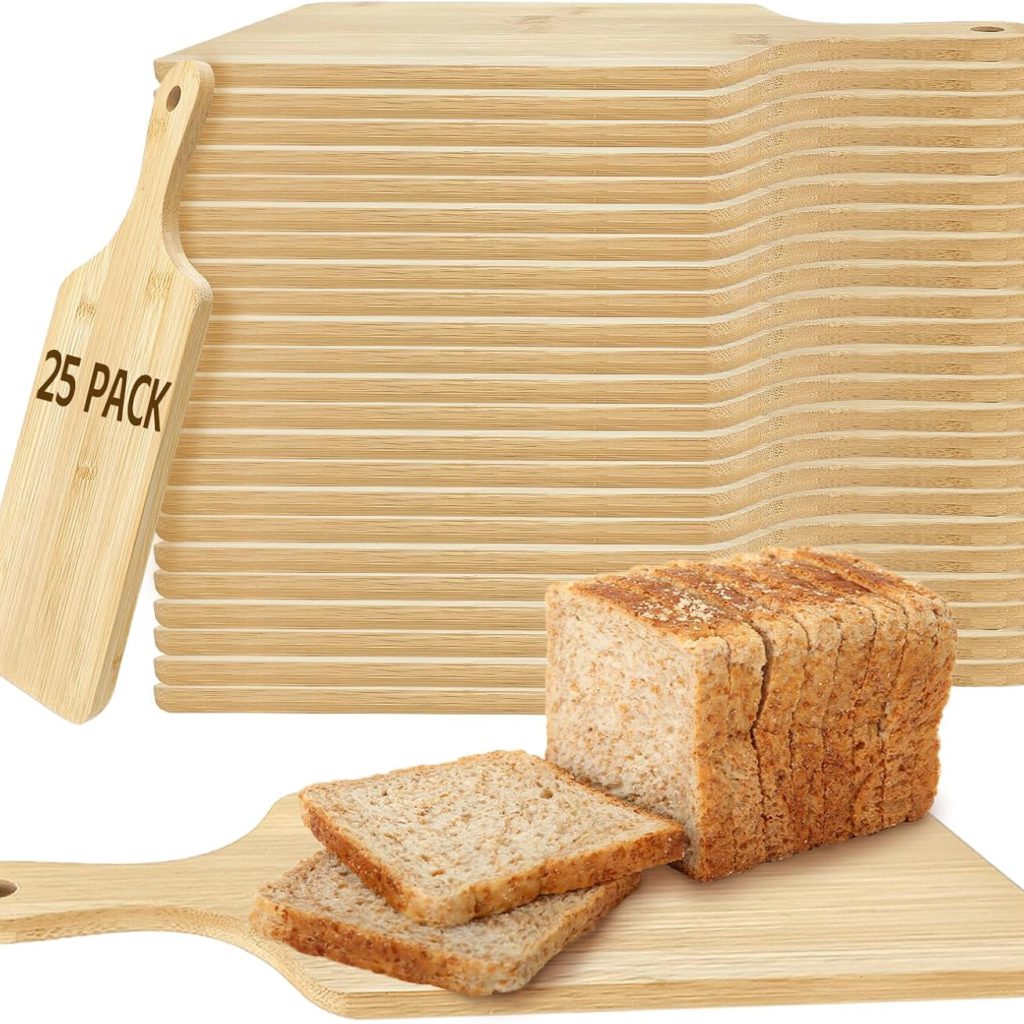 25 PCS Cutting Board Bulk Wood Chopping Board Laser Engraving Serving Board with Handle Charcuterie Boards for Customized Mother’s Day Housewarming Gift 11″ x 5″ Bamboo