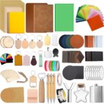 144 PCS Laser Engraving Material Kit, 29 Kinds of Laser Engraving Supplies Including Acrylic, Wood, PU Leather, Glass, Metal, Rock, Fabric, Rubber Materials for Laser Cutter Engraver