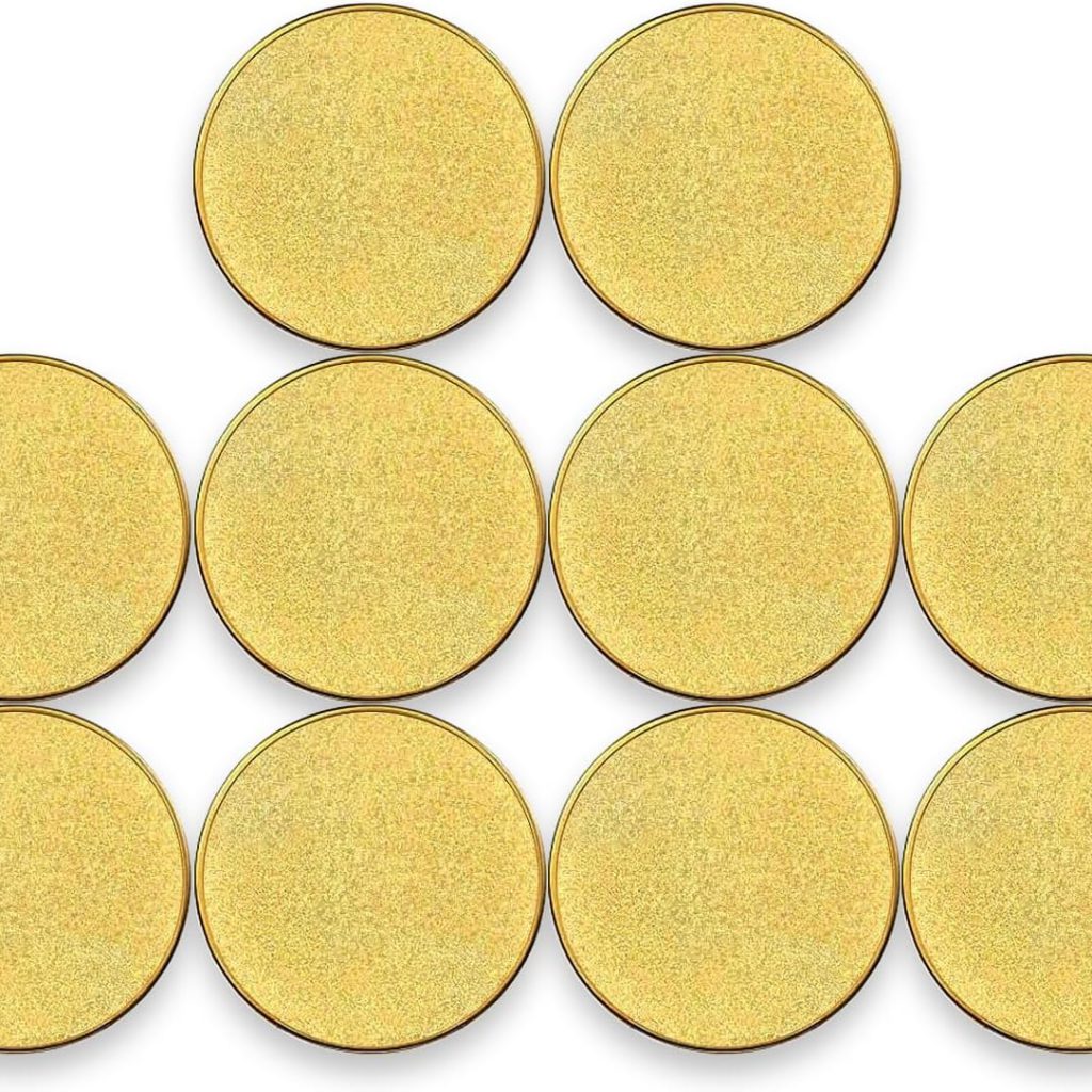 Blank Coins for Laser Engraving Blank Challenge Coins Bulk, Zinc Alloy Engraving Coin Blanks, Metal Stamping Blanks 40mm Diameter with Plastic case for DIY Crafts (Gold-10pcs)