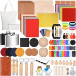 Dunzoom 257 Pcs Laser Material Kit Laser Engraving Materials Including Acrylic, Metal, Wood, Fabric, PU Leather, Glass, Rock, Rubber Materials for Laser Engravers and Laser Cutters