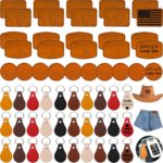 iFForce 60 Pcs Lasable Engravable Blanks – Leatherette Iron on Hat Patches & PU Leather Key Fob Kit for DIY Custom Laser Engraving Craft Gifts