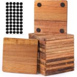 16 Pieces Unfinished Wood Coasters, 4 Inch Square Acacia Wooden Coasters for Crafts with Non-Slip Silicon Dots for DIY Stained Painting Wood Engraving Home Decoration