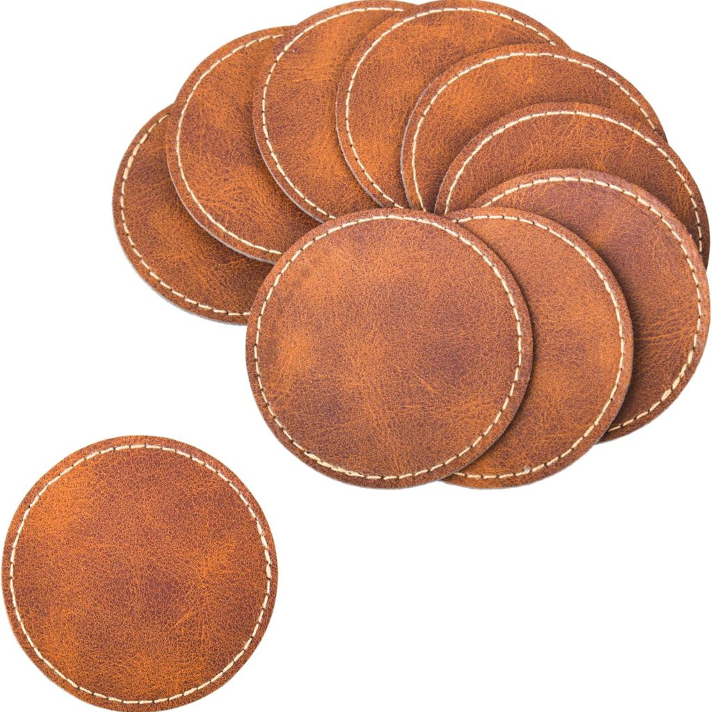60 Pcs Blank Leatherette Hat Patch with Adhesive Laser Artificial Leather Round Patches, Artificial Leather Patches for Hats Custom Fabric Repair Seam Laser Supplies(Brown,2.5Inch)