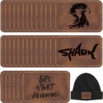 50 Pack Blank Leatherette Hat Patch with Adhesive, Rectangle Laserable Leatherette Patch, Faux Leather Patches for Hats Custom Fabric Repair Sew Laser Supplies (Chestnut, 3 x 2 Inches)